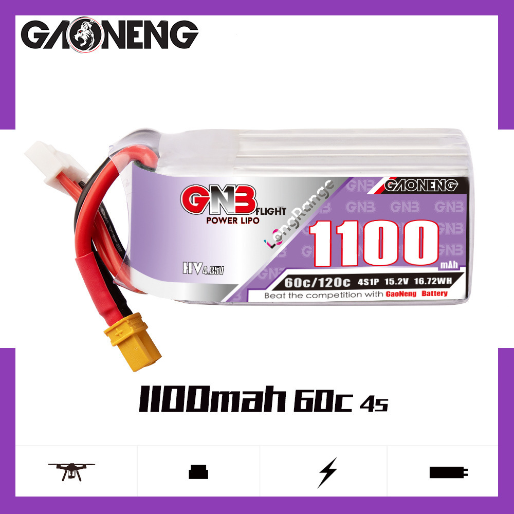 GNB 4S 1100mAh 60C/120C HV Lip - Drone Racing Battery recensie en prijs